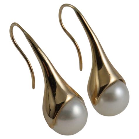 9k Yellow Gold Freshwater Pearl Drop Earrings For Sale At 1stdibs