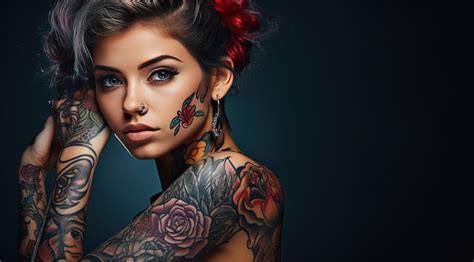 Premium Photo A Woman With A Tattoo On Her Arm And A Tattoo Of Flowers On Her Chest