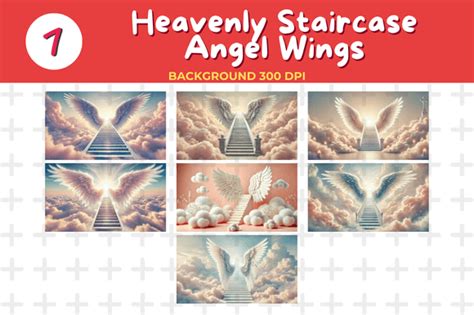 Heavenly Staircase Flanked By Angel Wing Graphic By Picmaster Studio