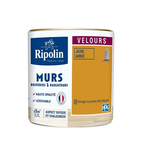 Peinture Ripolin Deco Velours Murs Boiseries Radiateurs Jaune Amb L