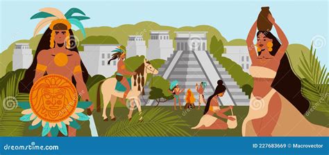 Maya Civilization Flat Illustration Stock Vector - Illustration of ...