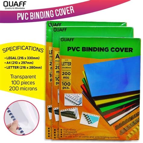 Stationery QUAFF Clear PVC Binding Cover Short A4 Long Size 200