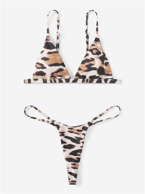 Summer Beach Leopard Triangle Thong Bikini Shein Usa