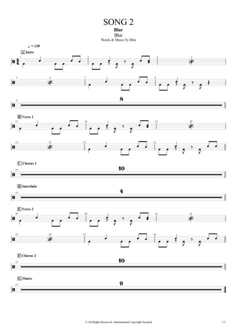 Song 2 Tab by Blur (Guitar Pro) - Full Score | mySongBook