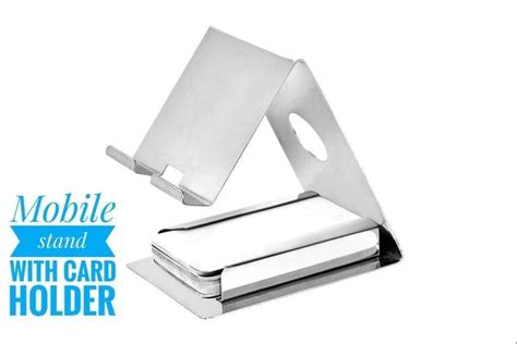 Dynamic Silver Metal Mobile Stand With Card Holder Size Large At Rs