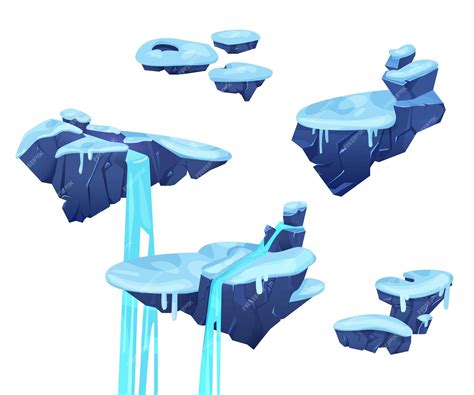 Plataformas a nivel de juego con hielo y cascada | Vector Gratis