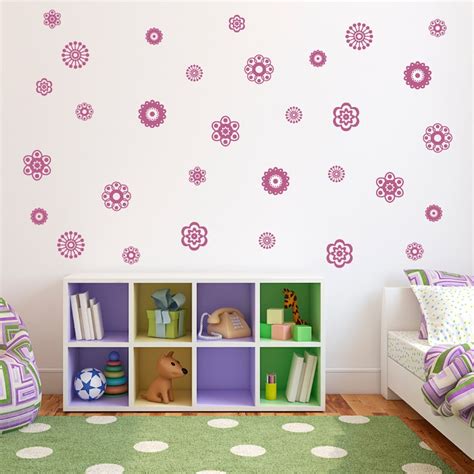 Flower Wall Decals Girls Bedroom Wall Decals Set Of 31 Etsy