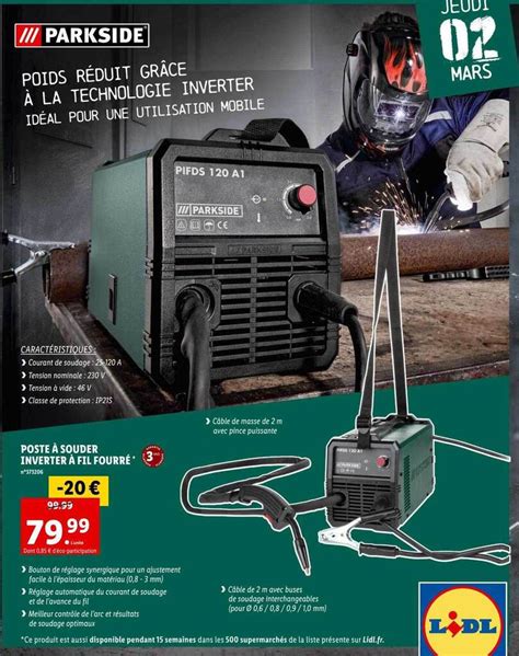 Promo Poste Souder Inverter Fil Fourr Parkside Chez Lidl