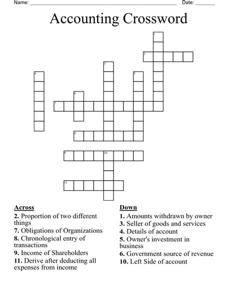 Accounting Crossword WordMint