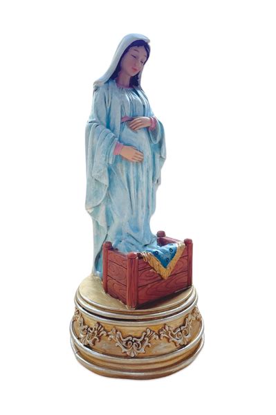 Expecting Mary Statue With Spring Music Box 105 The Franciscan Store