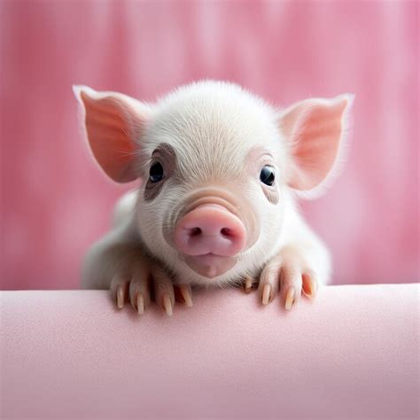 Premium Photo | Illustration ofA mini pig cute cute closeup pink
