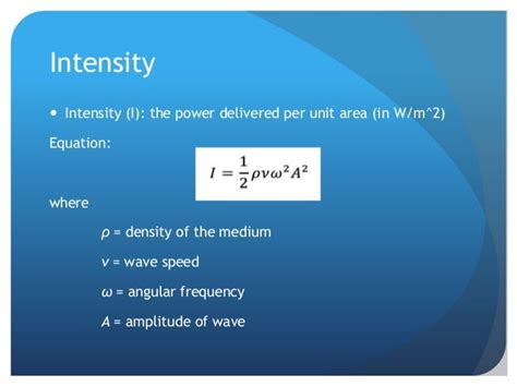 Sound Waves Power And Intensity