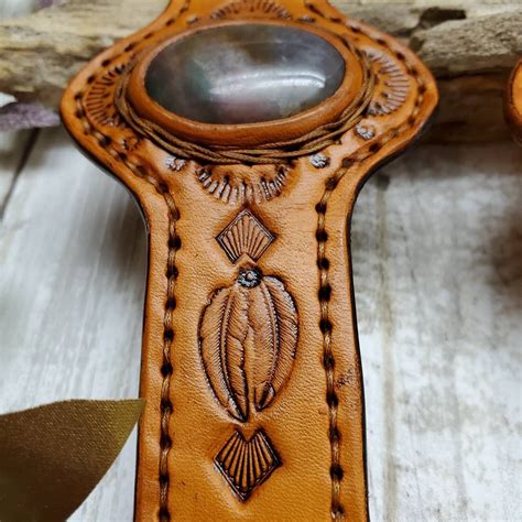 Tooled Leather Cuff Western Cuff Southwest Leather Cuff Etsy