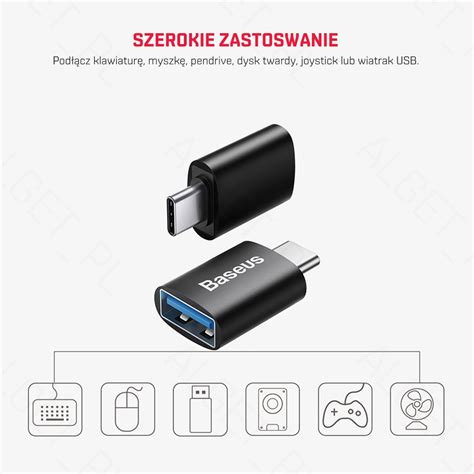 BASEUS Adapter Przejściówka OTG USB A do USB C