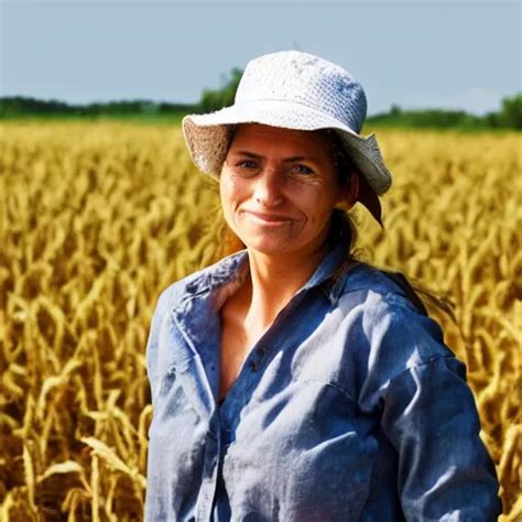 Portrait A Hardworking Female Farmer Ragged Clothes Stable