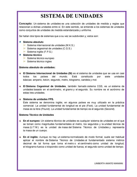 Sistema De Unidades Compress SISTEMA DE UNIDADES Concepto Un Sistema