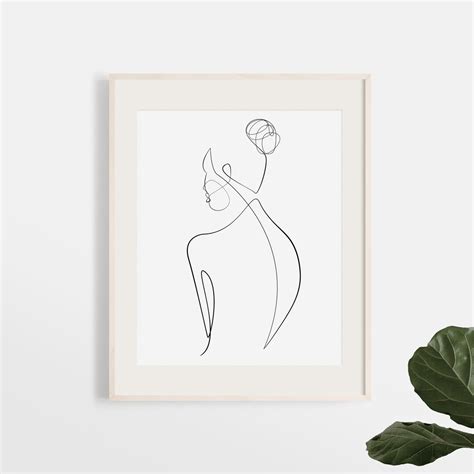 Naked Abstract Body Female Nude Drawing One Line Body Art Minimal Single Line Doodle Artwork