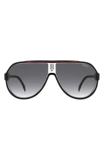 Carrera Eyewear 64mm Oversize Gradient Aviator Sunglasses In Black Red Grey Shaded Modesens