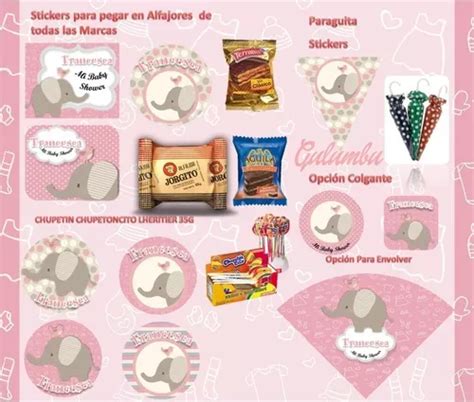 Kit Imprimible Elefante Nena Baby Shower Bautizo Rosa S En Venta En