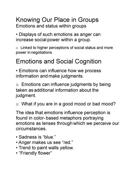 Social Psych Emotions 6 Knowing Our Place In Groups Emotions And