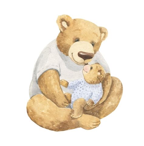 Un Dessin L Aquarelle D Un Ours En Peluche Et D Un B B Vecteur