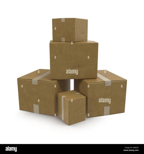 Stacks Of Cardboard Boxes Isolated On White Stock Photo Alamy