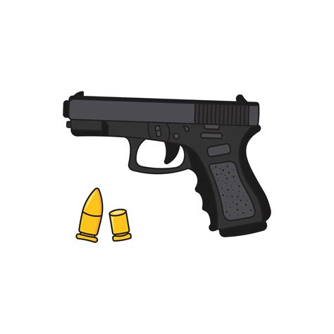 kids drawing Vector illustration black gun and bullets flat cartoon isolated 25434797 Vector Art ...