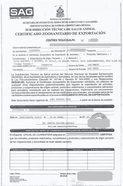 01 Certificado Zoosanitario Para Exportación