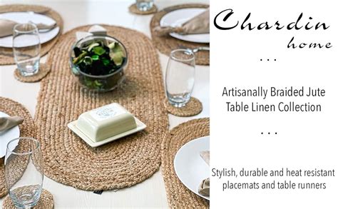 Chardin Home Jute Braided Round PLACEMATS Set Of 4 Boho Table Mats