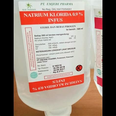 Perbedaan Kandungan Nacl 0 9 Untuk Infus Dan Untuk Keperluan Lab