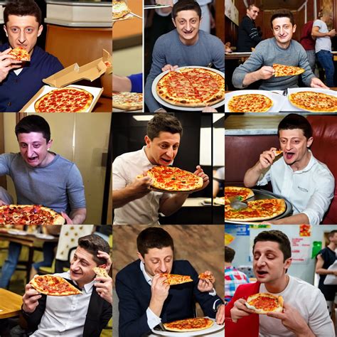 Volodymir Zelensky Eating Pizza Stable Diffusion