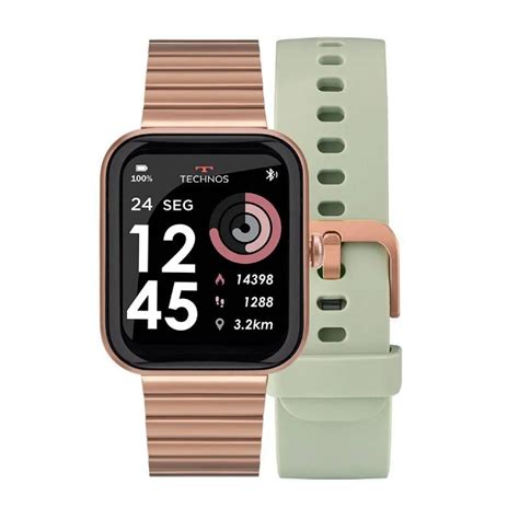 Relogio Feminino Smartwatch - Relógio Feminino Smartwatch Technos Rose e Verde