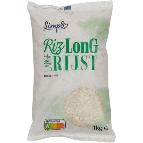 Riz long grain blanc le sachet d 1kg à Prix Carrefour