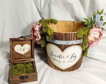 Flower Girl Basket And Ring Bearer Box Set Wedding Bucket And Ring