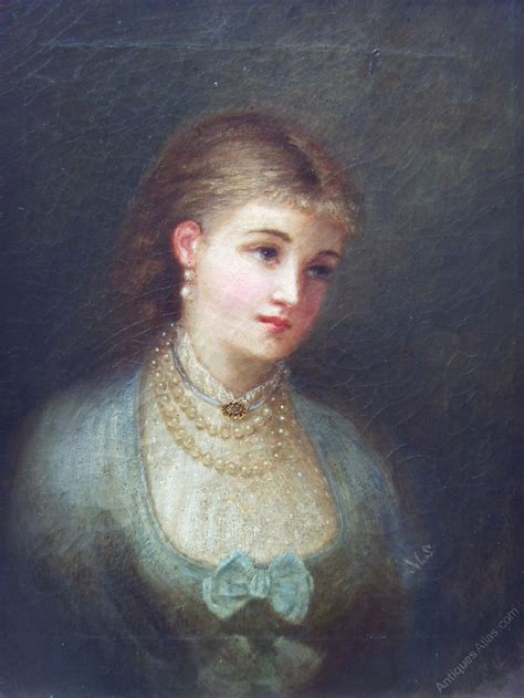 Antiques Atlas 1870s Monog M S Oil Portrait Lady In Pearls