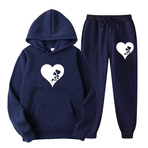 Ddapj Pyju 2 Piece Hoodie Sweatsuit For Women 2024 Fall Outfits Cute Heart Print Matching Jogger