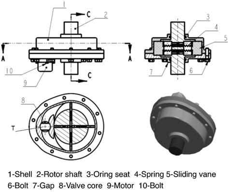 Structure of the rotational hydraulic damper. (Creo/parametric, trial ...