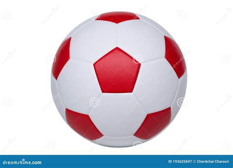 Red And White Soccer Ball Football Isolate On White Background Stock