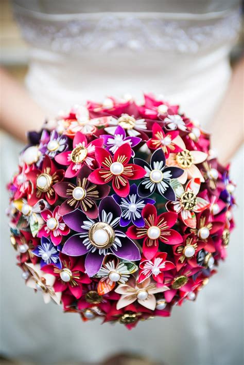 Original Wedding Bouquet Made With Origami Paper Flowers Origami Bouquet Paper Flowers