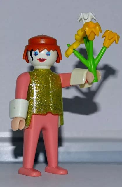 Playmobil Theme Du Cirque Rare Le Personnage Clown Blanc Avec Fleurs