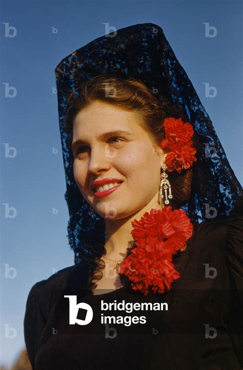 Image Of Portrait Of A Beautiful Spanish Woman In Traditional Dress And