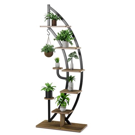 Gymax Tier Potted Metal Plant Stand Rack Curved Stand Holder