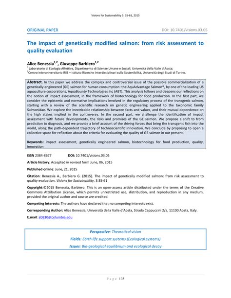 (PDF) The impact of genetically modified salmon: from risk assessment ...