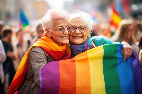 Premium Ai Image Two Elderly Lesbian Women Deeply In Love Express Their Affection For Each