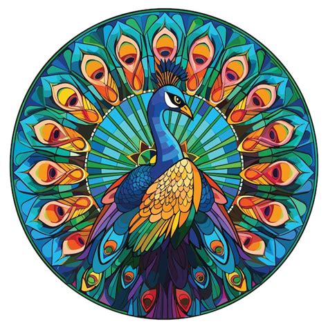 Premium Vector Peacock Colorful Watercolor Stained Glass Cartoon