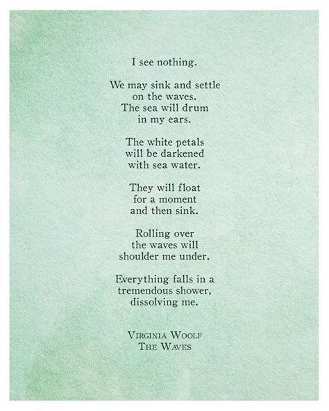 Virginia Woolf Poetry Print The Waves Quotes About The Sea Wall