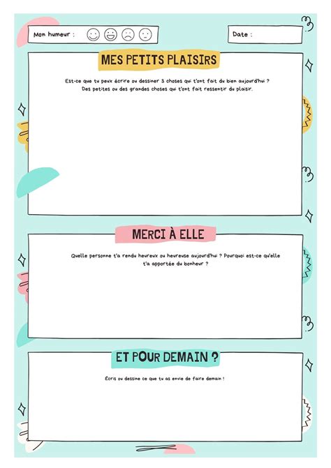 Un Journal De Gratitude Gratuit Pour Les Enfants Avec T Te Modeler