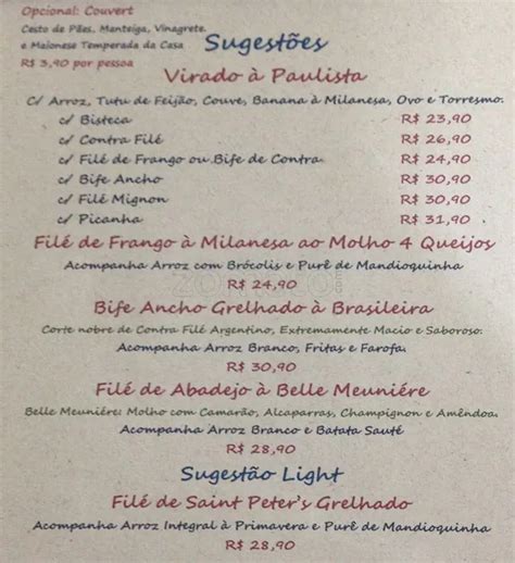 Menu Em Bom Gosto Restaurante S O Paulo R S O Bento