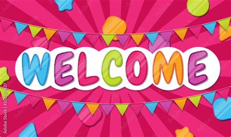 Welcome color banner for kids zone, place for fun and play, kids party. Stock Vector | Adobe Stock