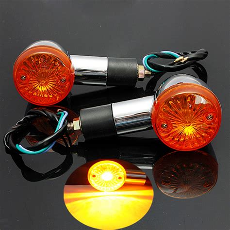 Chrome Bullet Mini Universal Motorcycle Amber Turn Signal Lights Bulb